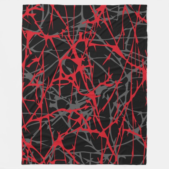 Manta Polar Gran Funda, moderna, abstracta, roja, negra (Anverso)