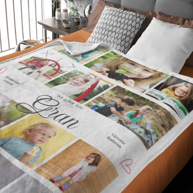 Manta Polar Gran nos encantan los corazones personalizados (Gran large personalized fleece blanket with your photos and text.)