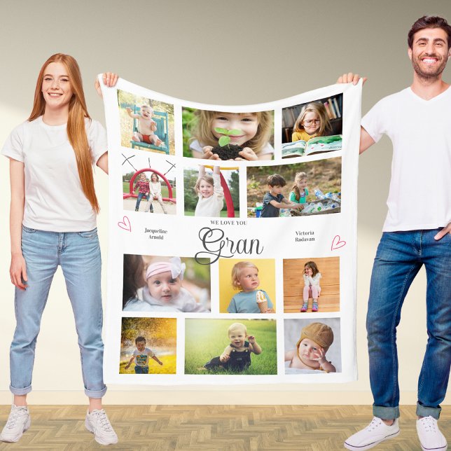Manta Polar Gran nos encantan los corazones personalizados mod (Gran custom fleece blanket with your photos and personalized text.)