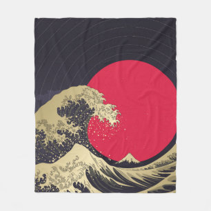Manta Polar "Gran ola de kanagawa". Hokusai, onda japonesa i