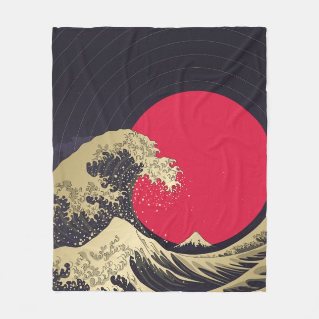 Manta Polar "Gran ola de kanagawa". Hokusai, onda japonesa i (Anverso)