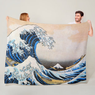 Manta Polar Gran Ola, Hokusai, Ukiyo-e Fleece Blanket