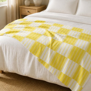 Manta Polar Gran parche de patchwork a rayas amarillas y blanc
