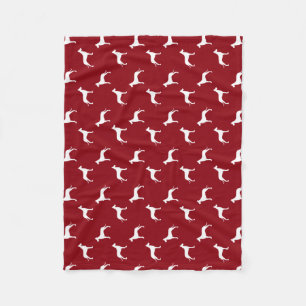 Manta Polar Gran Patrón de Siluetas de Perro Dane Rojo y Blanc