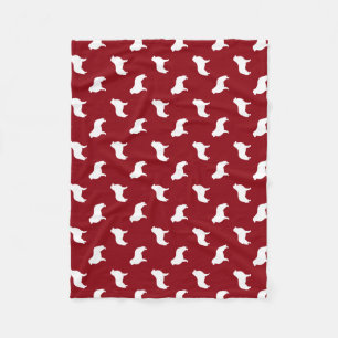 Manta Polar Gran Patrón de Siluetas de Perros Pirineos Rojo