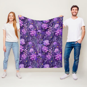 Manta Polar Gran patrón floral de margarita rosa y amarillo pú