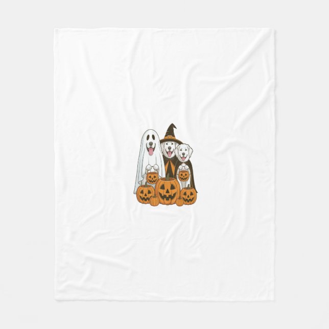 Manta Polar Gran Pirineo Perro Bruja Fantasma Halloween Combin (Anverso)