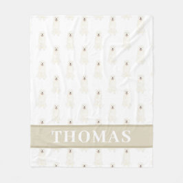 Manta Polar Gran Pirineo personalizado rosa y blanco