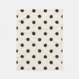 Manta Polar Gran puntos de polka blanco negro y antiguo