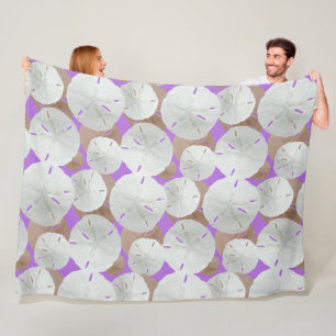 Manta Polar Grandes dólares de arena blancos patrón lavanda