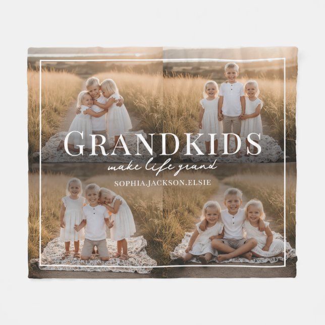Manta Polar Grandkids Make Life Grand Grandparent Gift Photo (Frente (Horizontal))