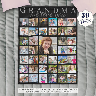 Manta Polar GRANDMA DE Collage de fotos moderno, TE AMAMOS Scr