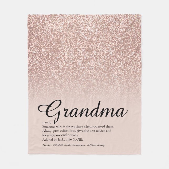 Manta Polar Grandma Definition Script Rose Gold Brillante (Anverso)