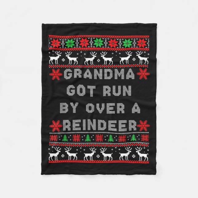 Manta Polar Grandma Got Run Over By A Reindeer Ugly Costume Fu (Anverso)