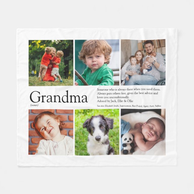 Manta Polar Grandma Granny Definition Photo Collage (Frente (Horizontal))