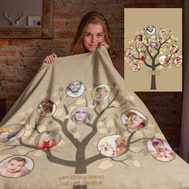 Manta Polar Grandma Loves Her Family Tree Photo Collage Soft (Subido por el creador)