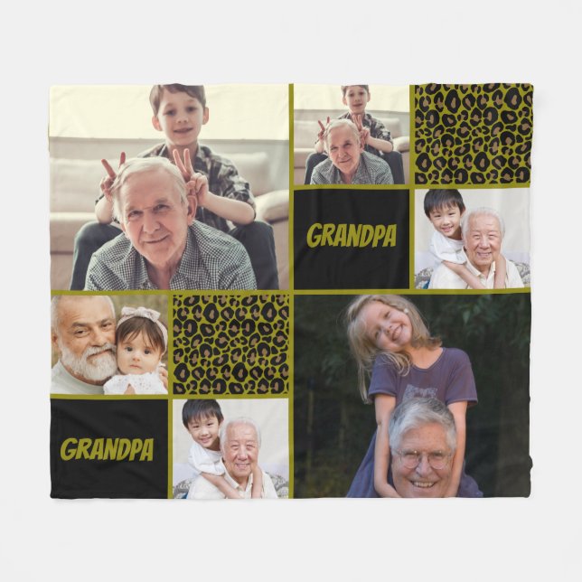 Manta Polar  Grandpa Custom Photo Collage  (Frente (Horizontal))