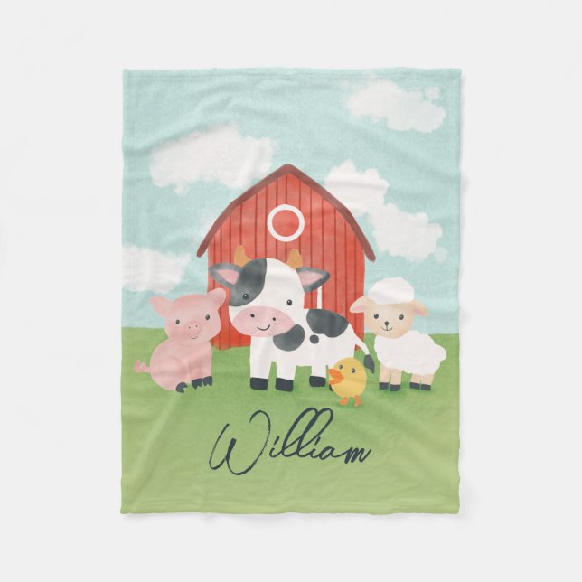 Manta Polar Granja de animales de granja para niños (Anverso)
