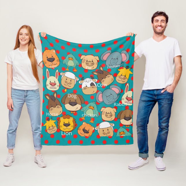 Manta Polar Granja de animales de granja roja puntos azules ni (In situ)