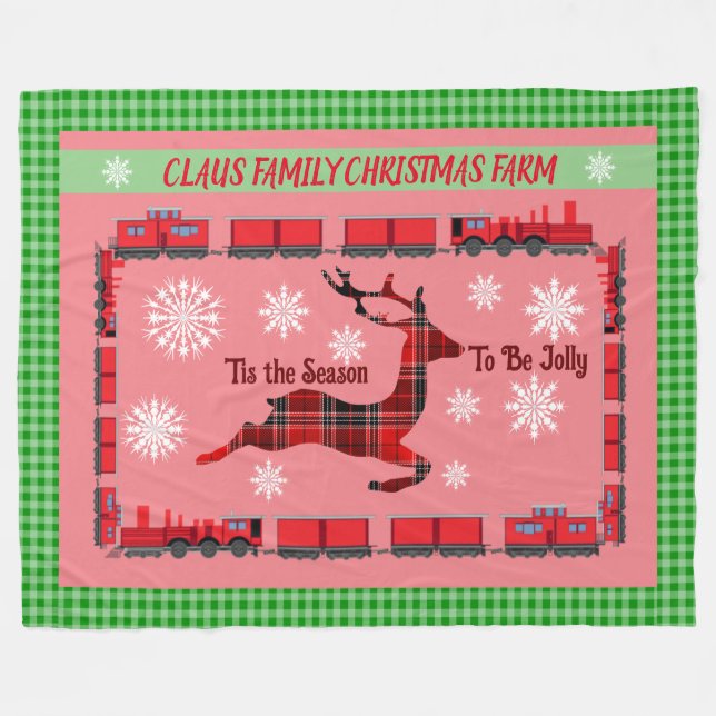 Manta Polar Granja de Navidades familiares personalizados (Frente (Horizontal))