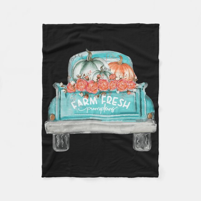 Manta Polar Granja Fresca Calabaza Cute Camión Feliz Otoño Oto (Anverso)