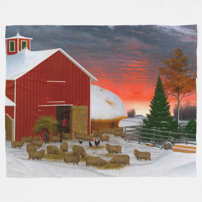 Manta Polar Granja Vida Corral en Invierno Horatio Shaw 1885 (Frente (Horizontal))