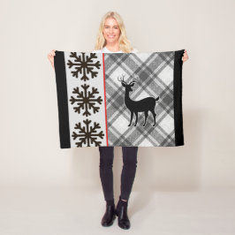 Manta Polar Granjero Negro Búfalo Blanco Tapado Deer Snowflake