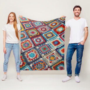 Manta Polar Granny Square Crocheted Quilt