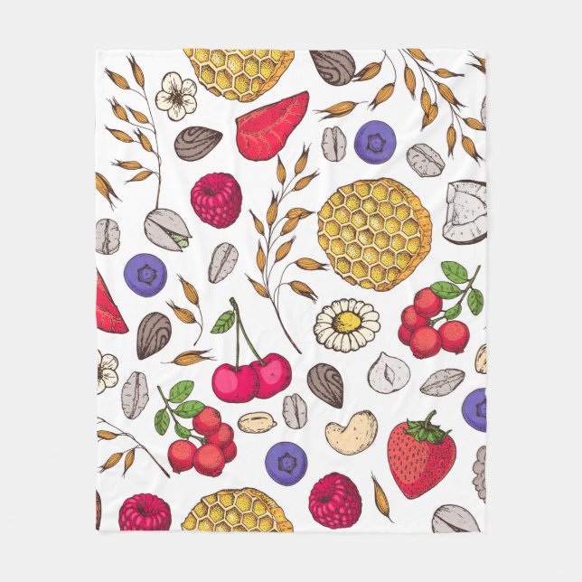 Manta Polar Granola,  muesli seamless pattern. Oat flakes hand (Anverso)