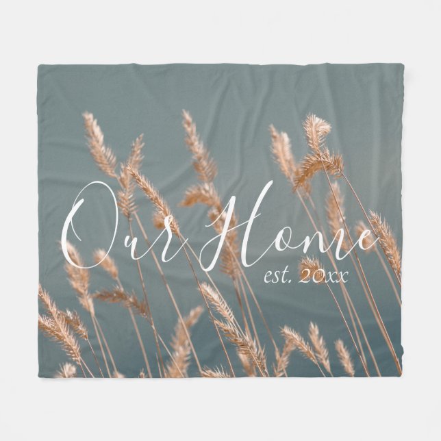 Manta Polar Grasa Dorada Personalizada En Lago Azul Turquesa (Frente (Horizontal))