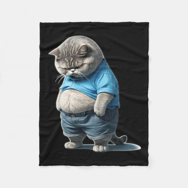 Manta Polar Grasa retro Kitten Tee Gracioso Gato Rolling Fatti (Anverso)