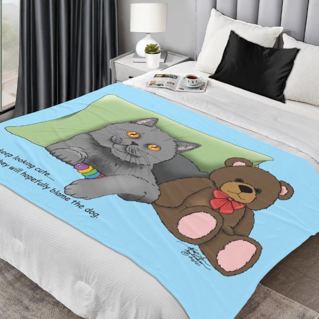 Manta Polar Gray Cat Teddy Bear (Subido por el creador)