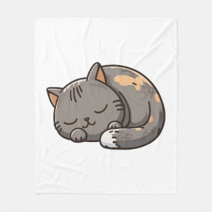 Manta Polar Gray kawaii Sleeping cat