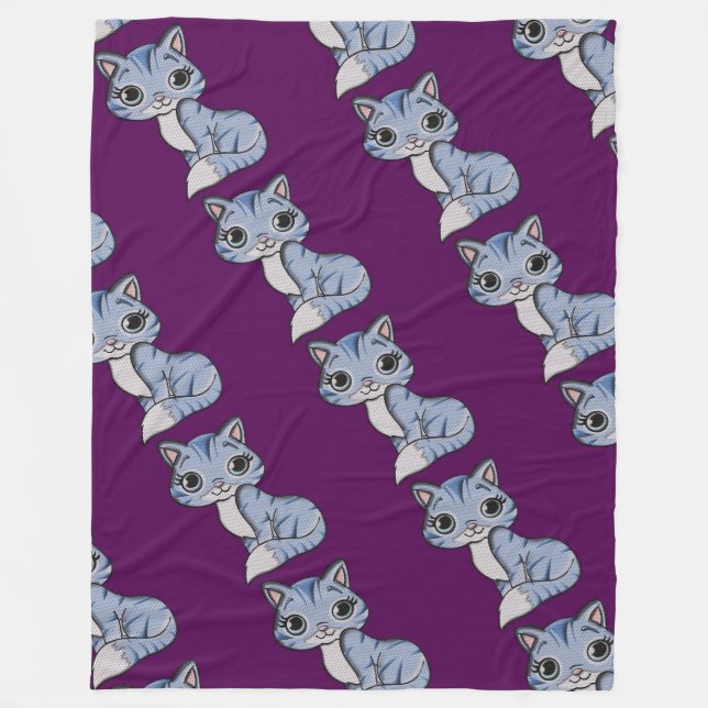 Manta Polar Gray Knit Kitty Cat (Anverso)