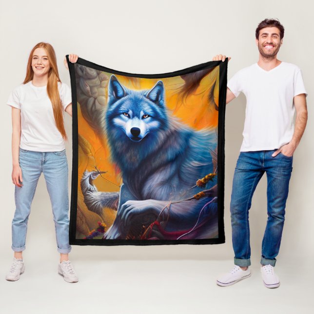 Manta Polar Gray Wolf Fleece Blanket (In situ)