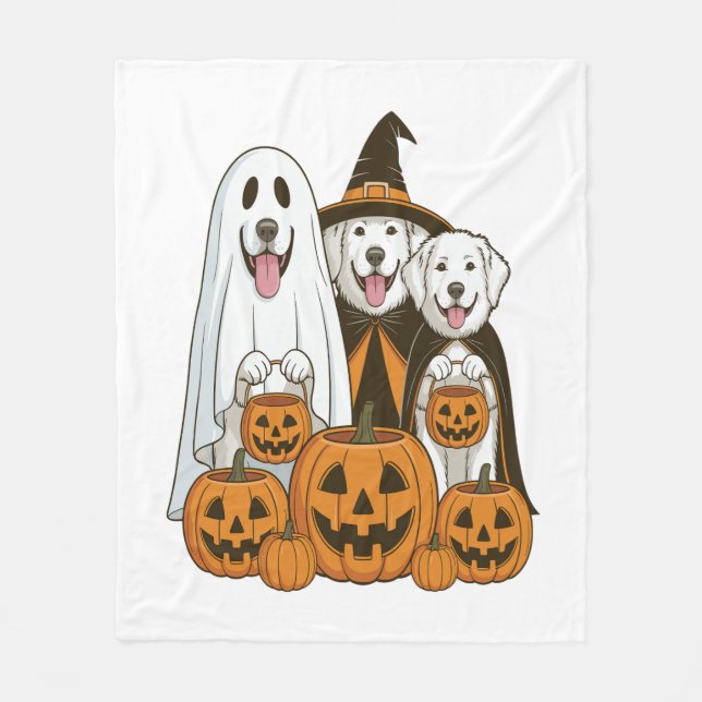Manta Polar Great Pyrenees Dog Ghost Witch Halloween Matching  (Anverso)