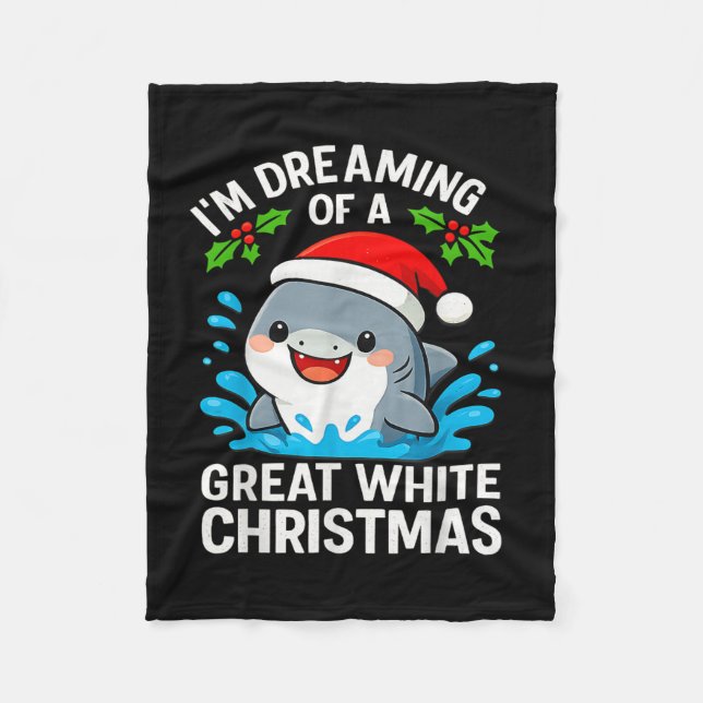 Manta Polar Great White Christmas Shark Funny Santa Holiday Pu (Anverso)