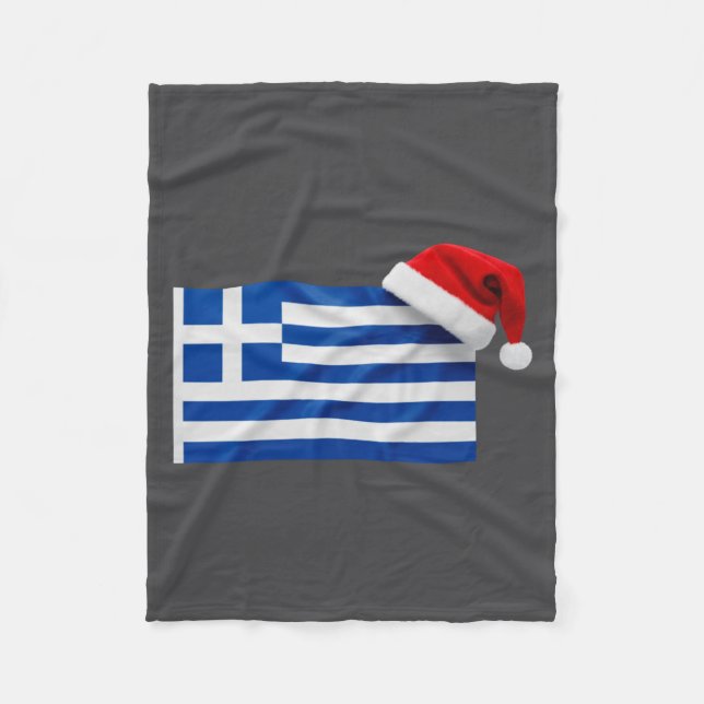 Manta Polar Greek Flag Santa Hat Funny Greece Christmas Holida (Anverso)