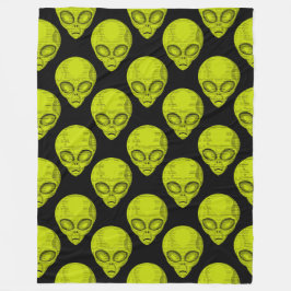Manta Polar Green Alien Head Fleece Blanket