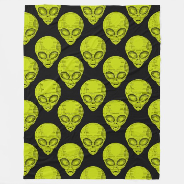 Manta Polar Green Alien Head Fleece Blanket (Anverso)