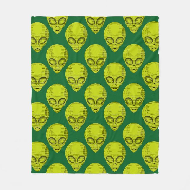 Manta Polar Green Alien Head Fleece Blanket (Anverso)