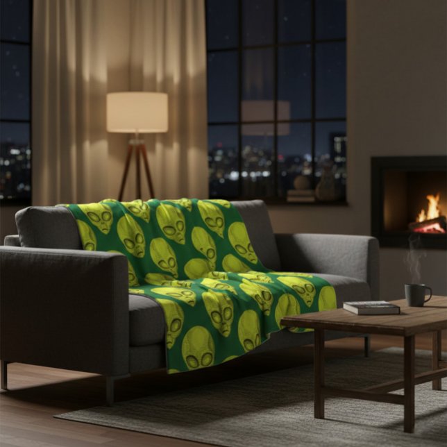 Manta Polar Green Alien Head Fleece Blanket (Subido por el creador)