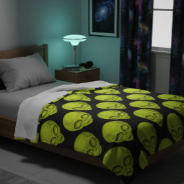 Manta Polar Green Alien Head Fleece Blanket