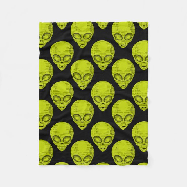 Manta Polar Green Alien Head Fleece Blanket (Anverso)
