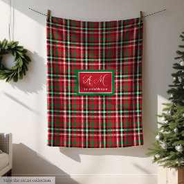 Manta Polar Green and Red Merry Christmas Plaid Blanket Gift