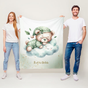 Manta Polar Green Boho Sleeping Teddy Bear Cute
