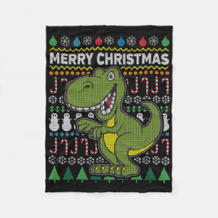 Manta Polar Green Dino Ugly Navidades Sweater Wildlife Series