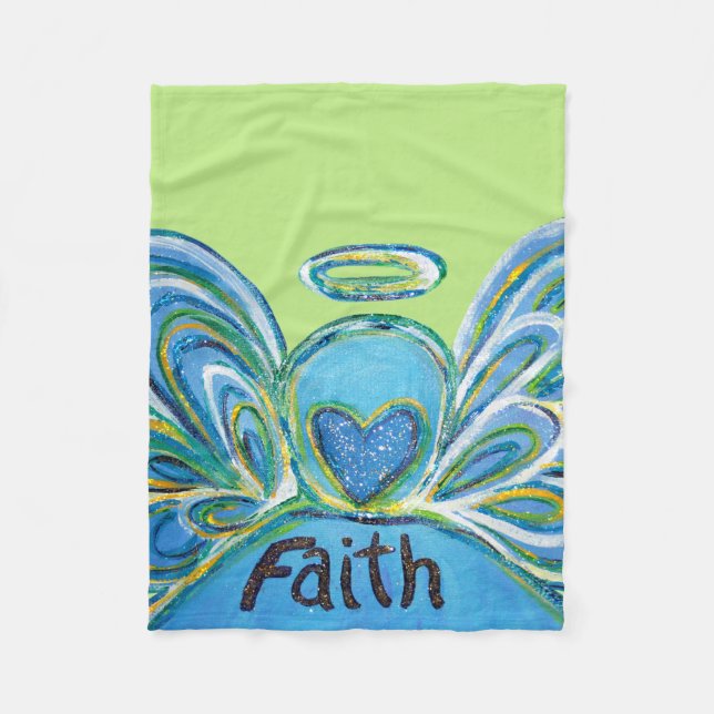 Manta Polar Green Faith Guardian Angel Chemo Blanket (Anverso)