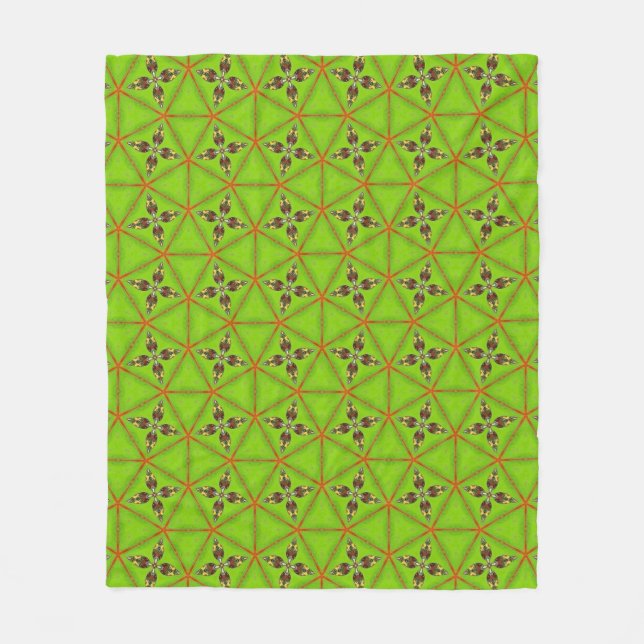 Manta Polar Green Geometric Pattern Fleece Blanket  (Anverso)