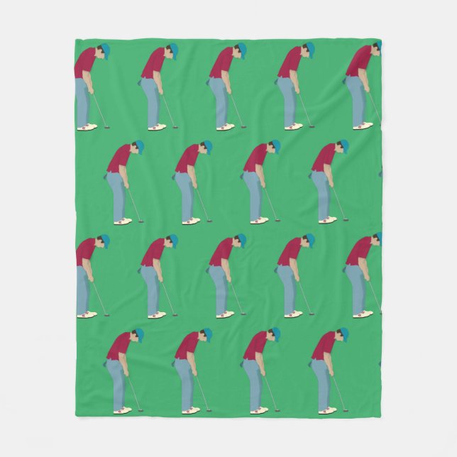 Manta Polar Green Golfing Design Fleece Blanket (Anverso)